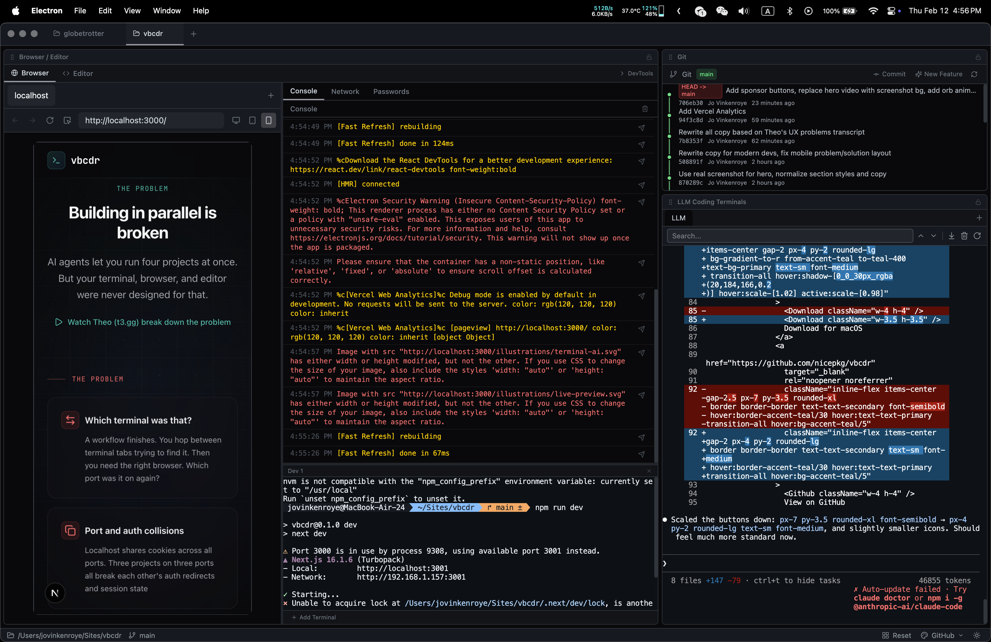 Building vbcdr: an AIDE for Developers Who Vibe